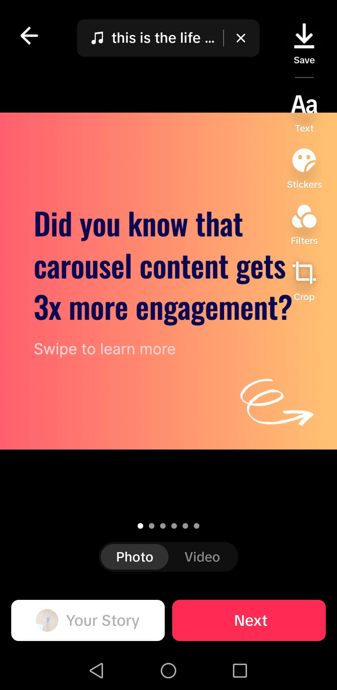 How to post a TikTok Carousel: Step 7 - Edit carousel